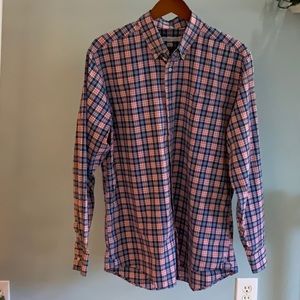 Like New! Southern Tide Navy/Coral Plaid Shirt